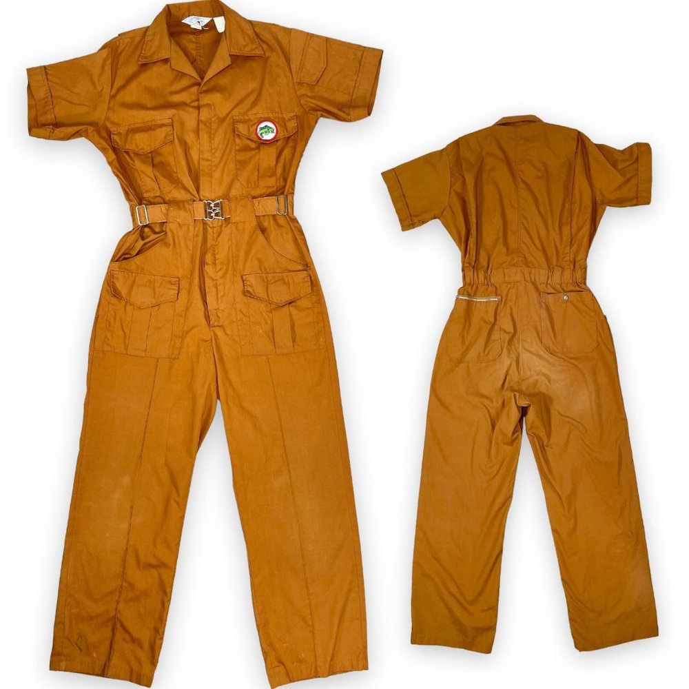 Vintage Leisurealls Jumpsuit One Piece Fishing Patch - Men S / Womens M / L